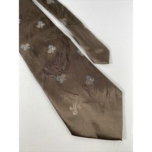 Mens Neck Tie Abstract Geometric Pattern Polyester Don Loper Earth tone Brown